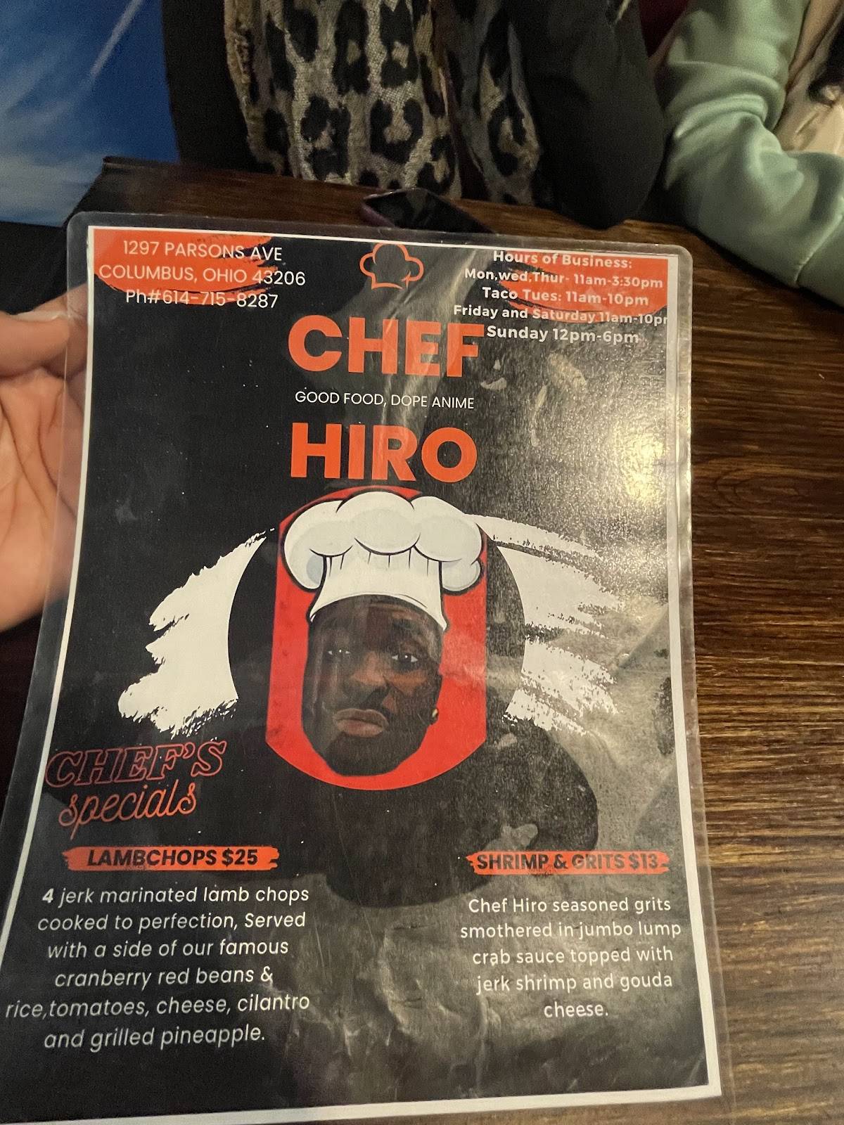 Chef hiro меню