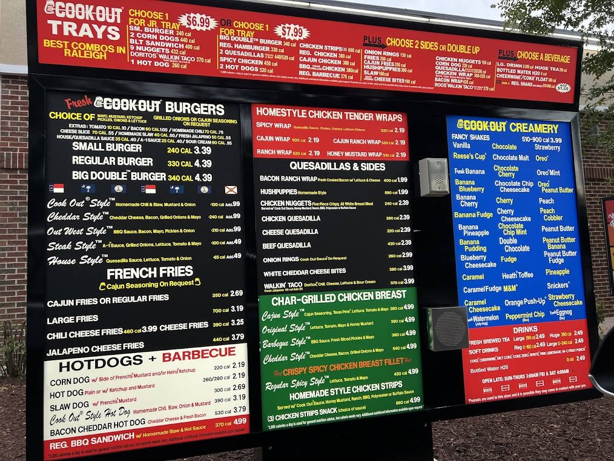Cook Out меню
