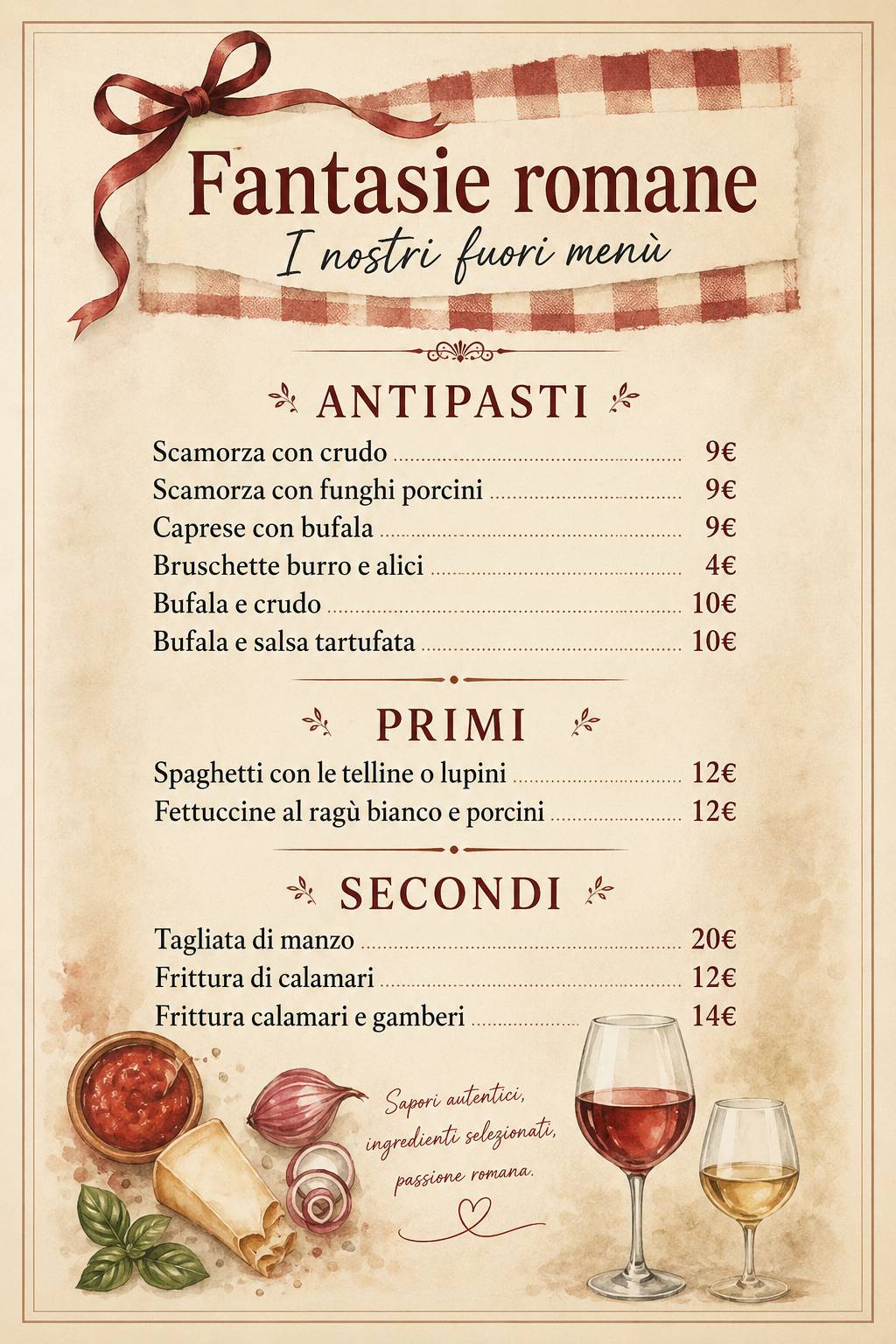 Fantasie romane меню