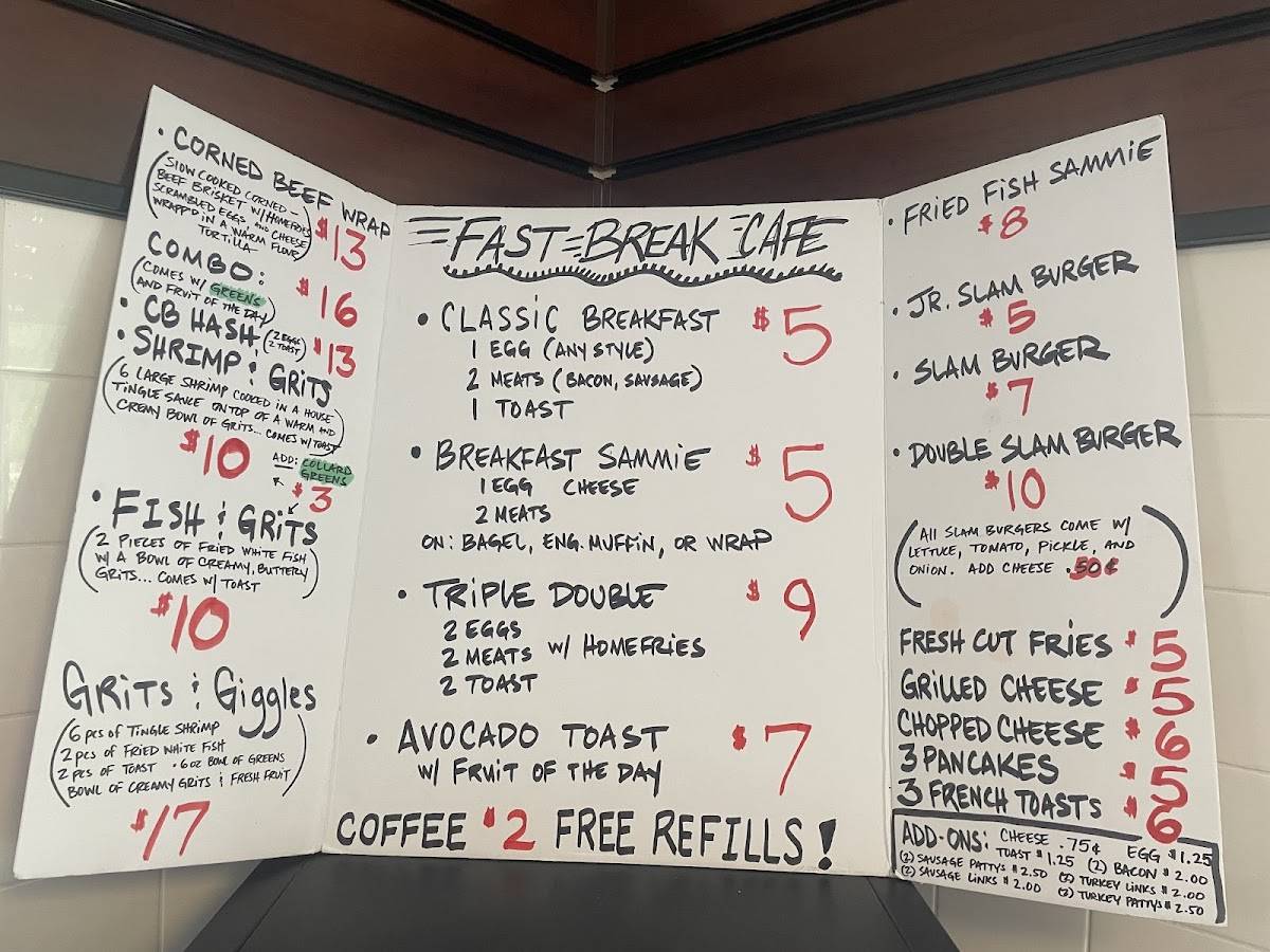 Fast Break Cafe меню