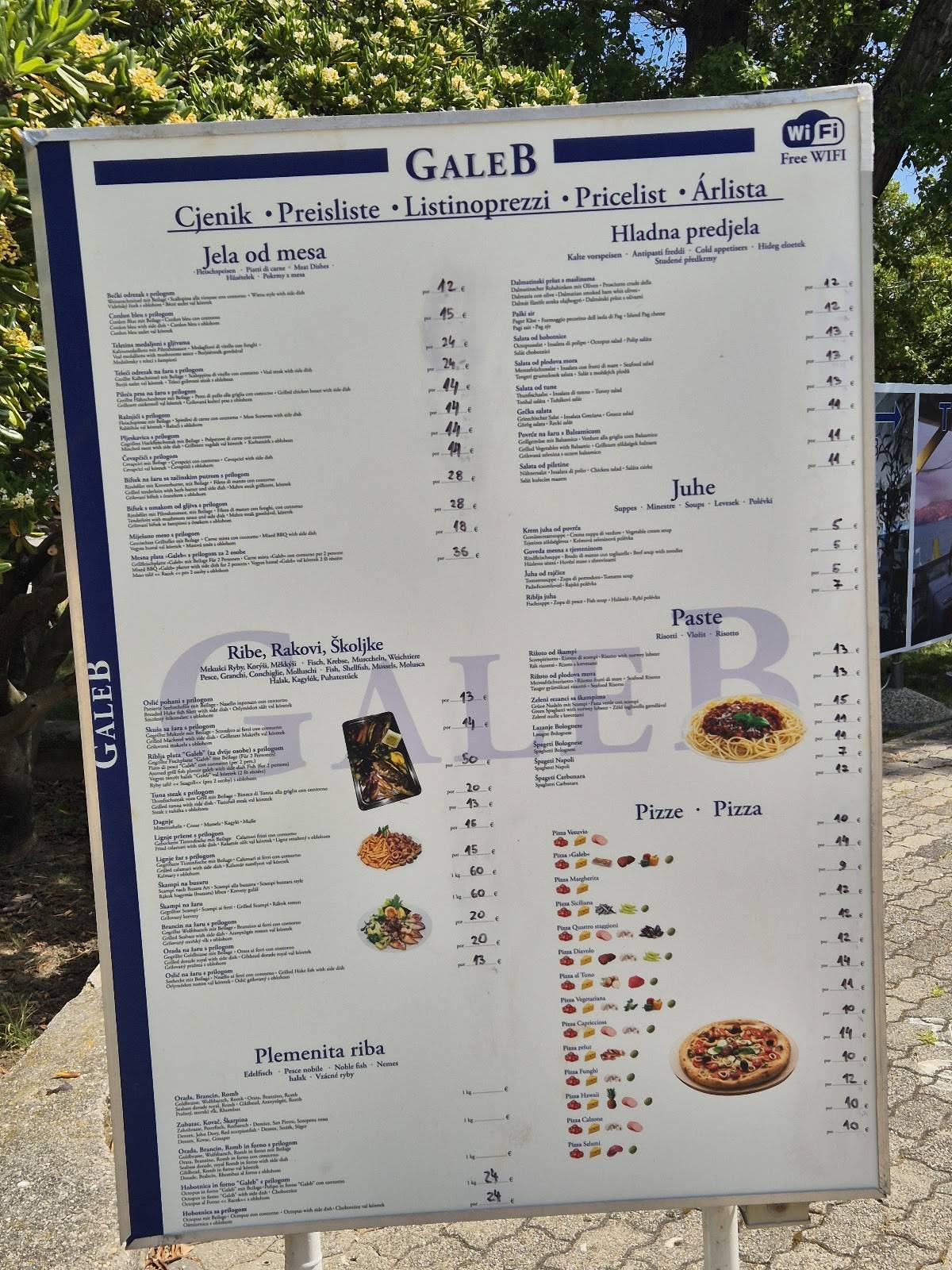 Restaurant Galeb меню