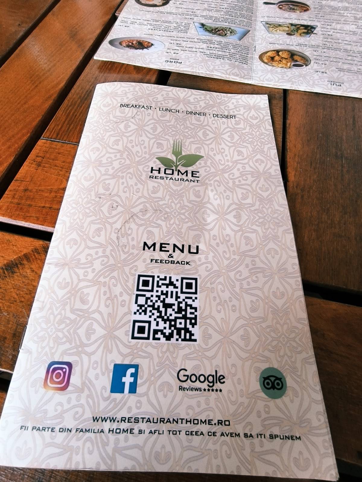 Restaurant HOME меню
