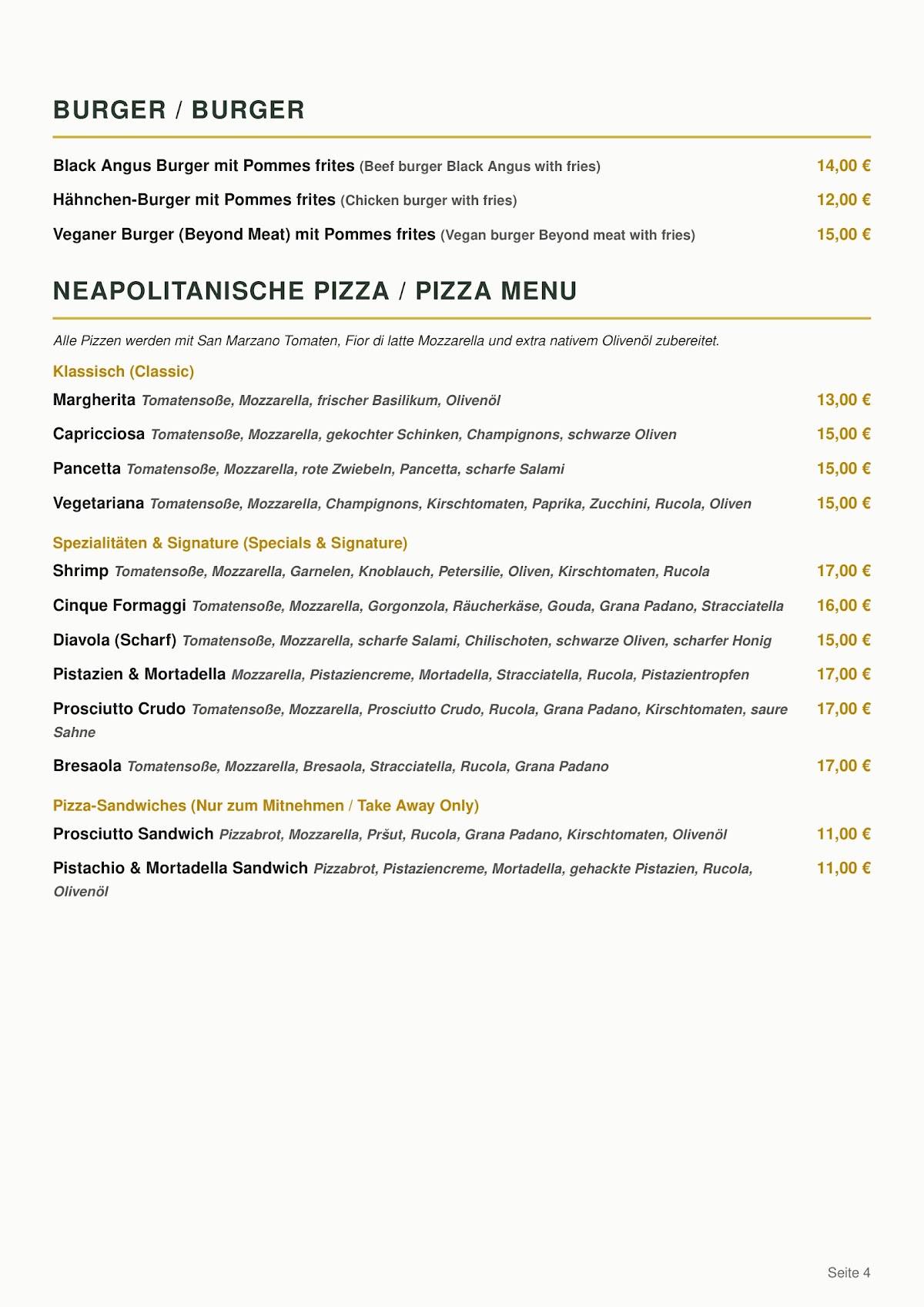 Restaurant Horizont меню