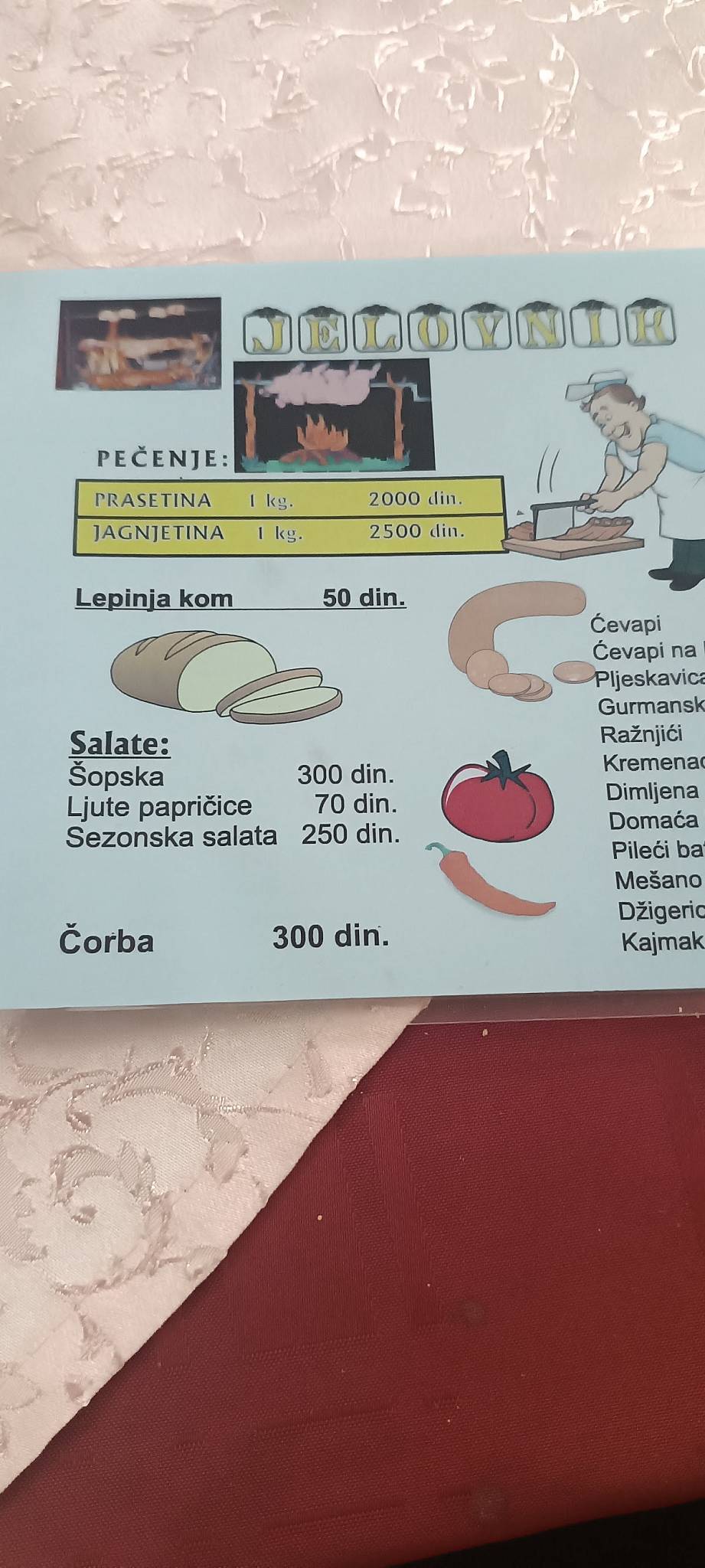 Restaurant Izvor меню