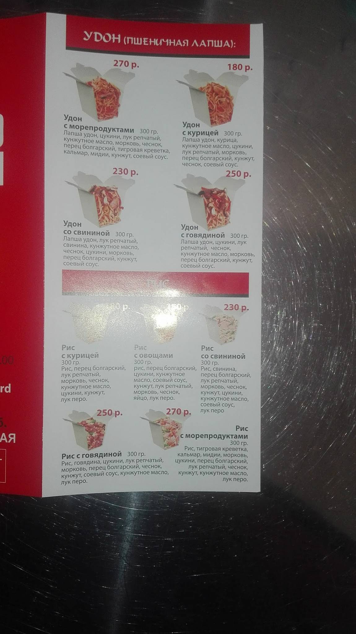 Япония меню