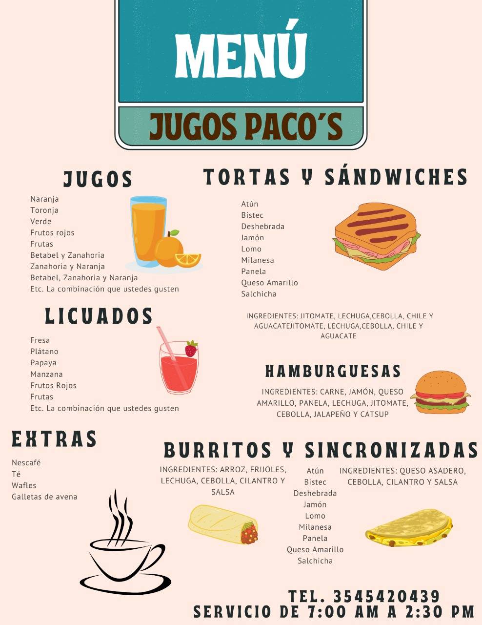 Jugos Pacos меню