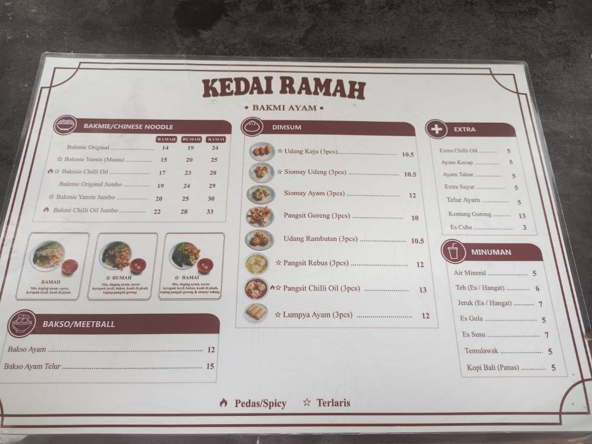 KEDAI RAMAH меню