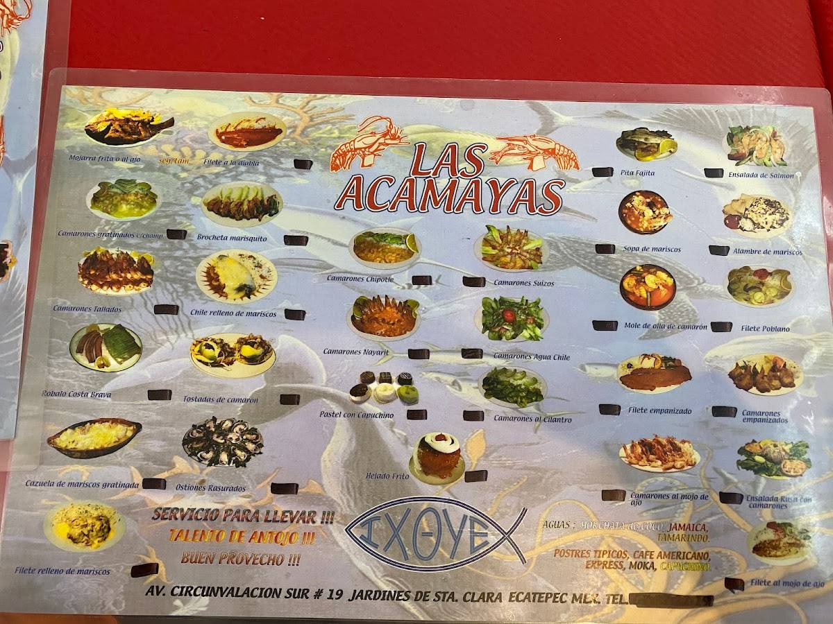 LAS ACAMAYAS меню