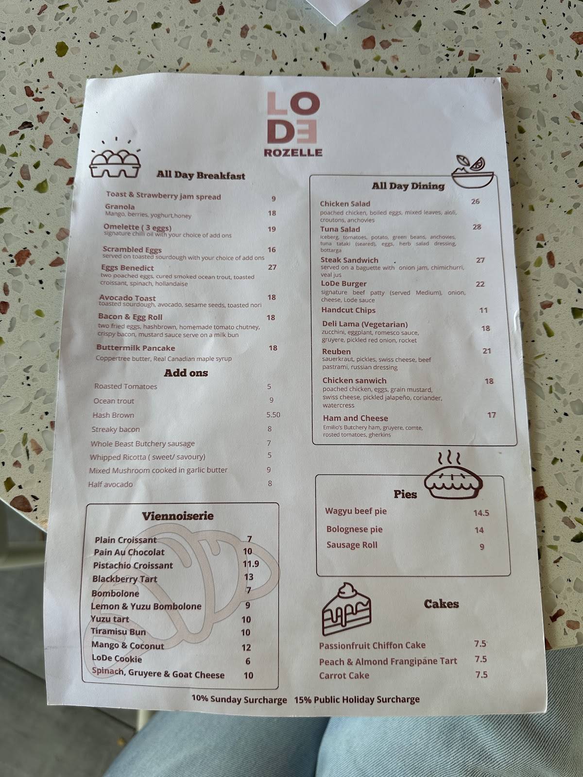 Lode Pies & Pastries Rozelle меню
