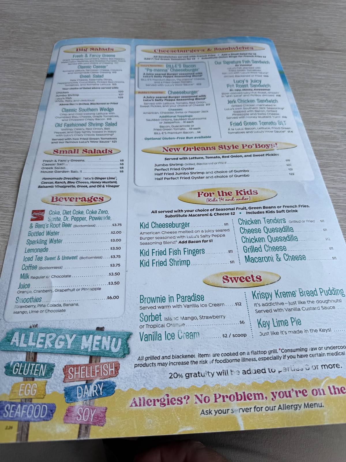 LuLu's Gulf Shores меню