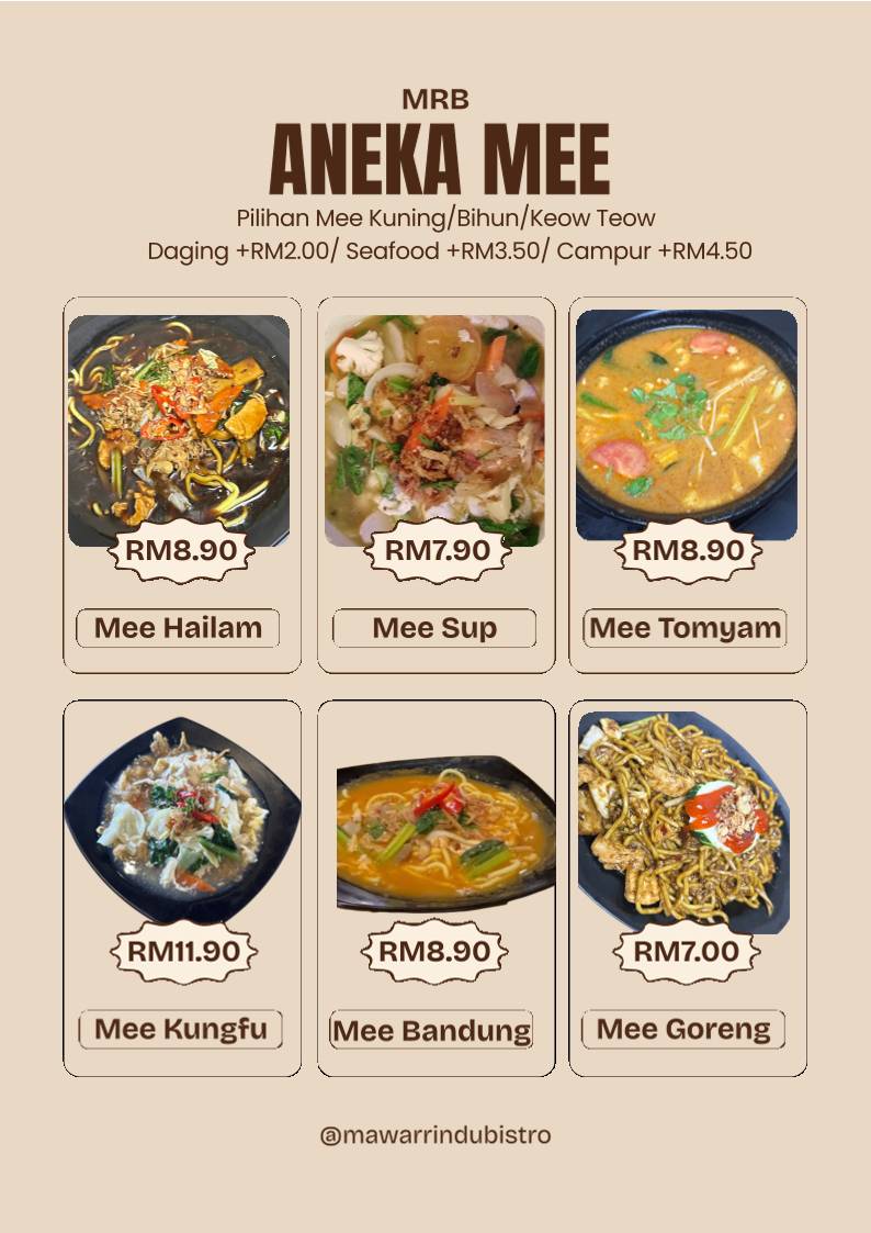 MAWAR RINDU BISTRO меню