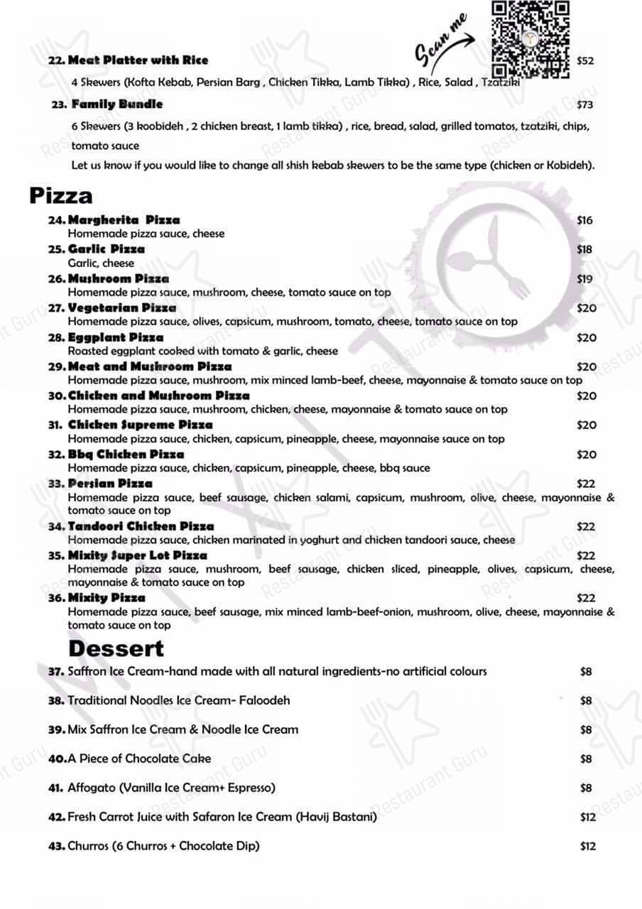 MIXITY Restaurant and Cafe меню