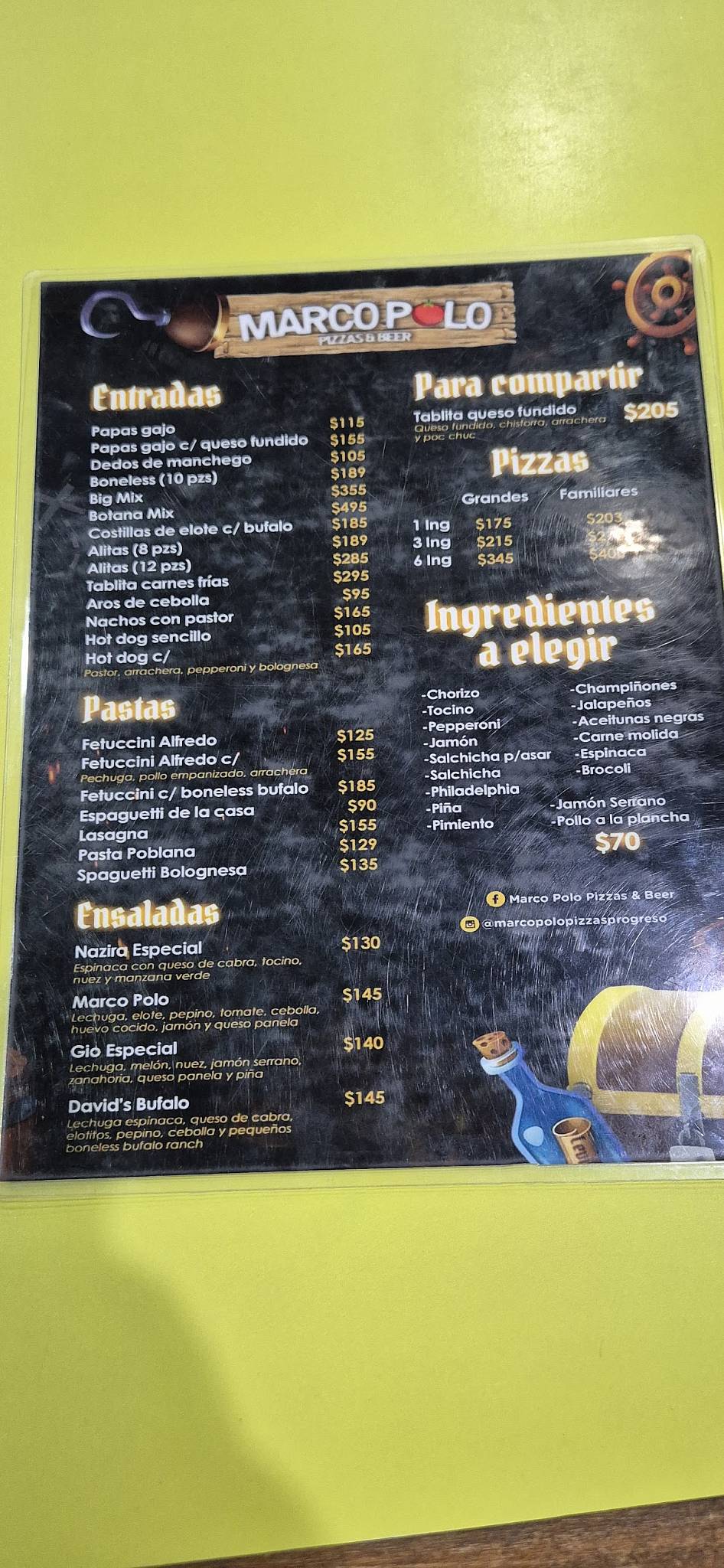 Marco Polo Pizzas меню