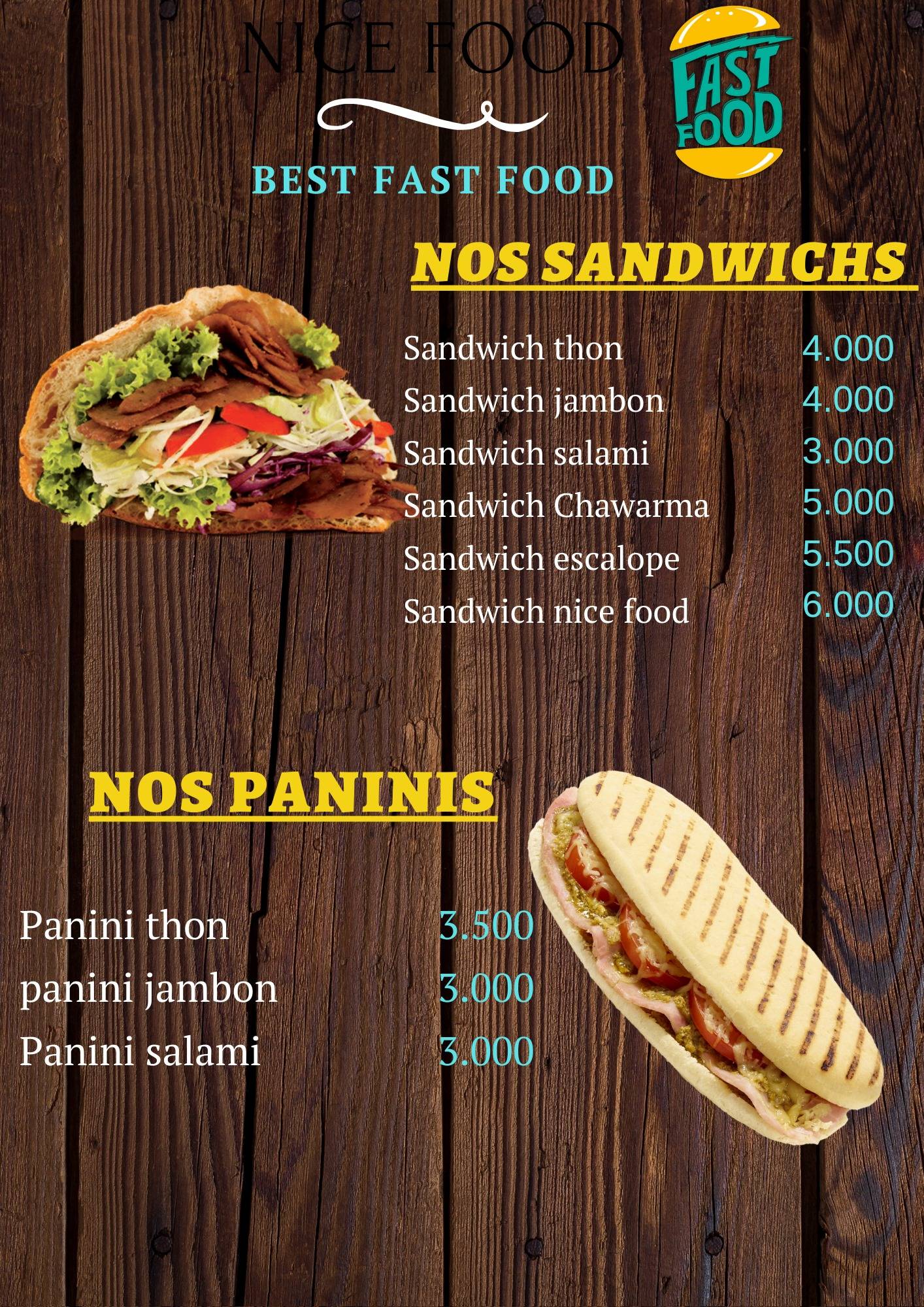 Nice Food sousse меню