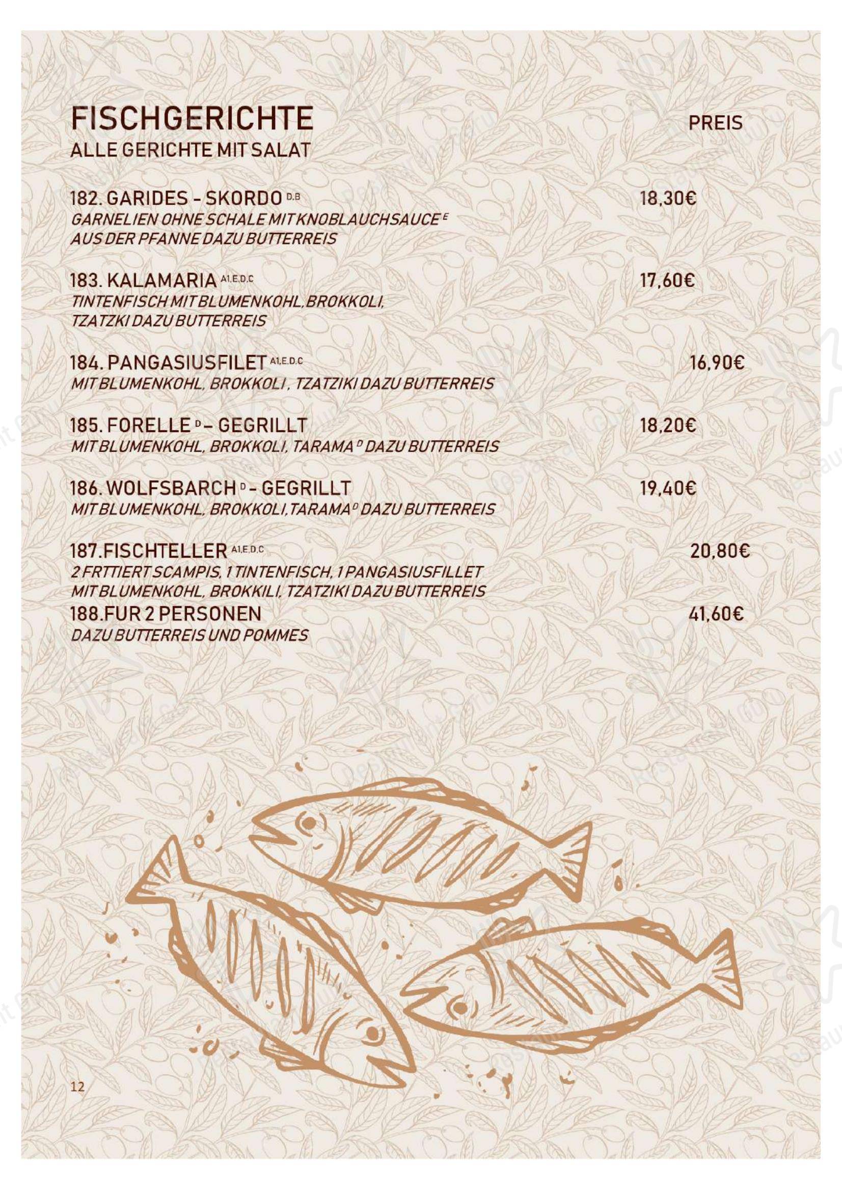 Меню ресторана Restaurant Olympos в Рохлице