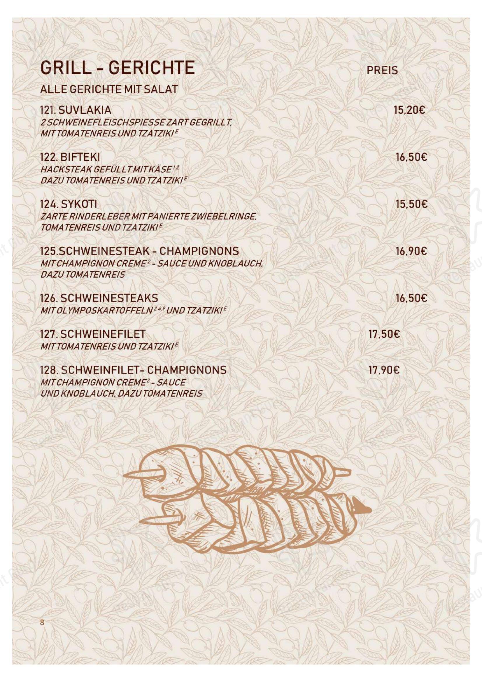 Restaurant Olympos в Рохлице - Меню