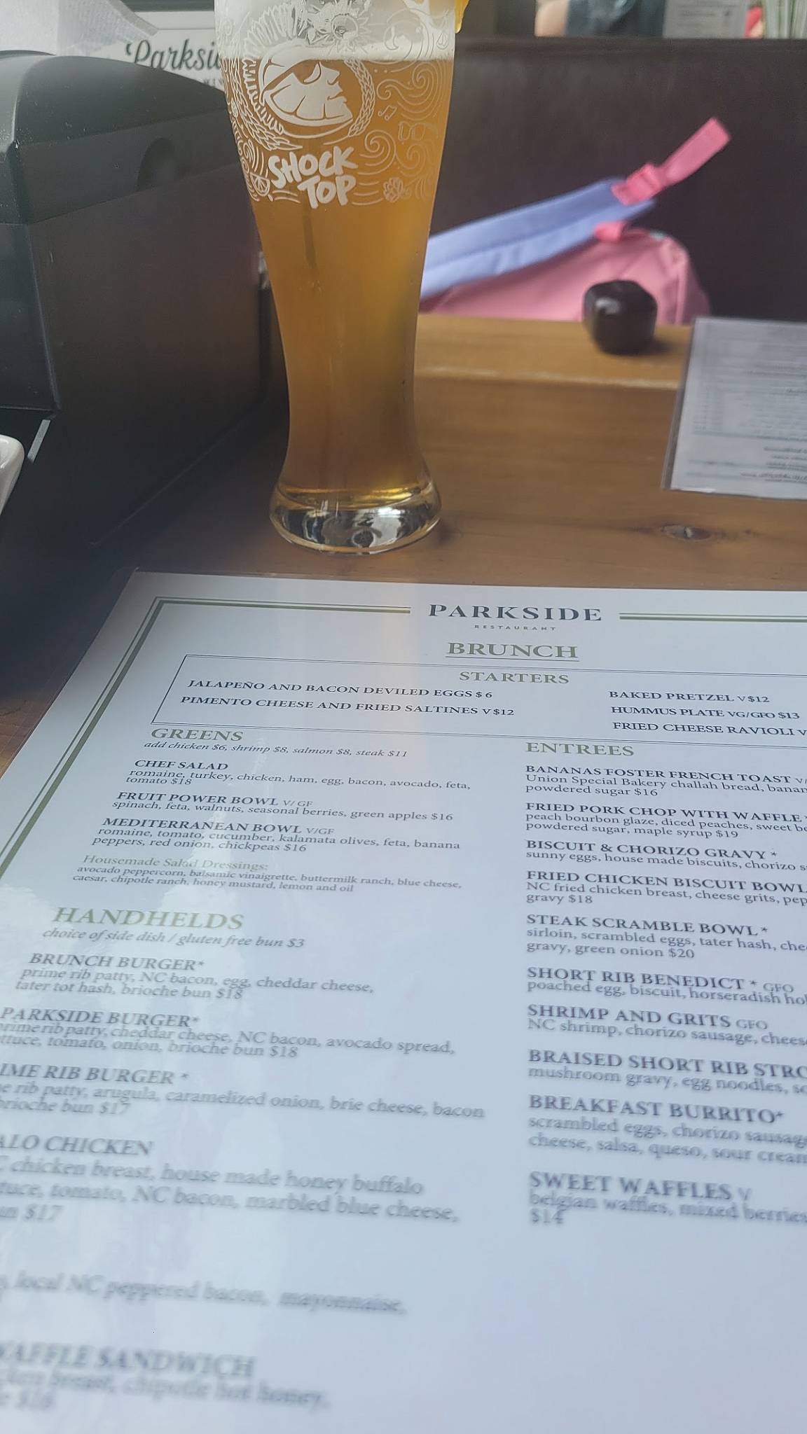 Parkside Restaurant меню