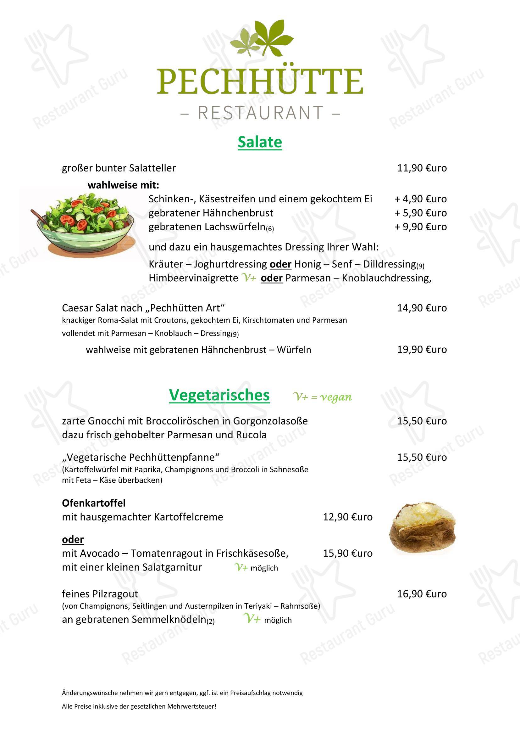 Меню ресторана Restaurant Pechhütte - 菜单