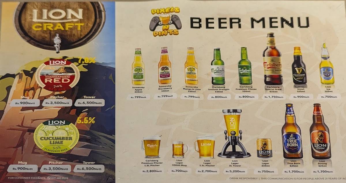 Pixels N Pints - Gaming & Sports Bar меню