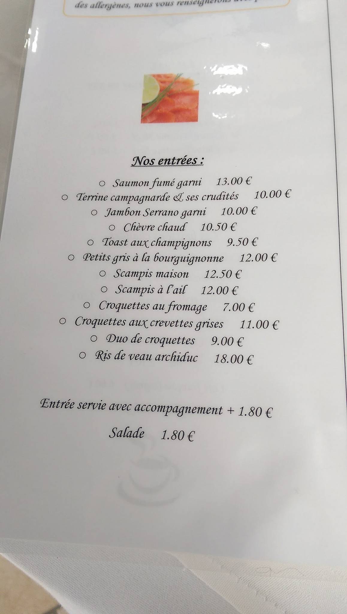 Restaurant La Butte меню