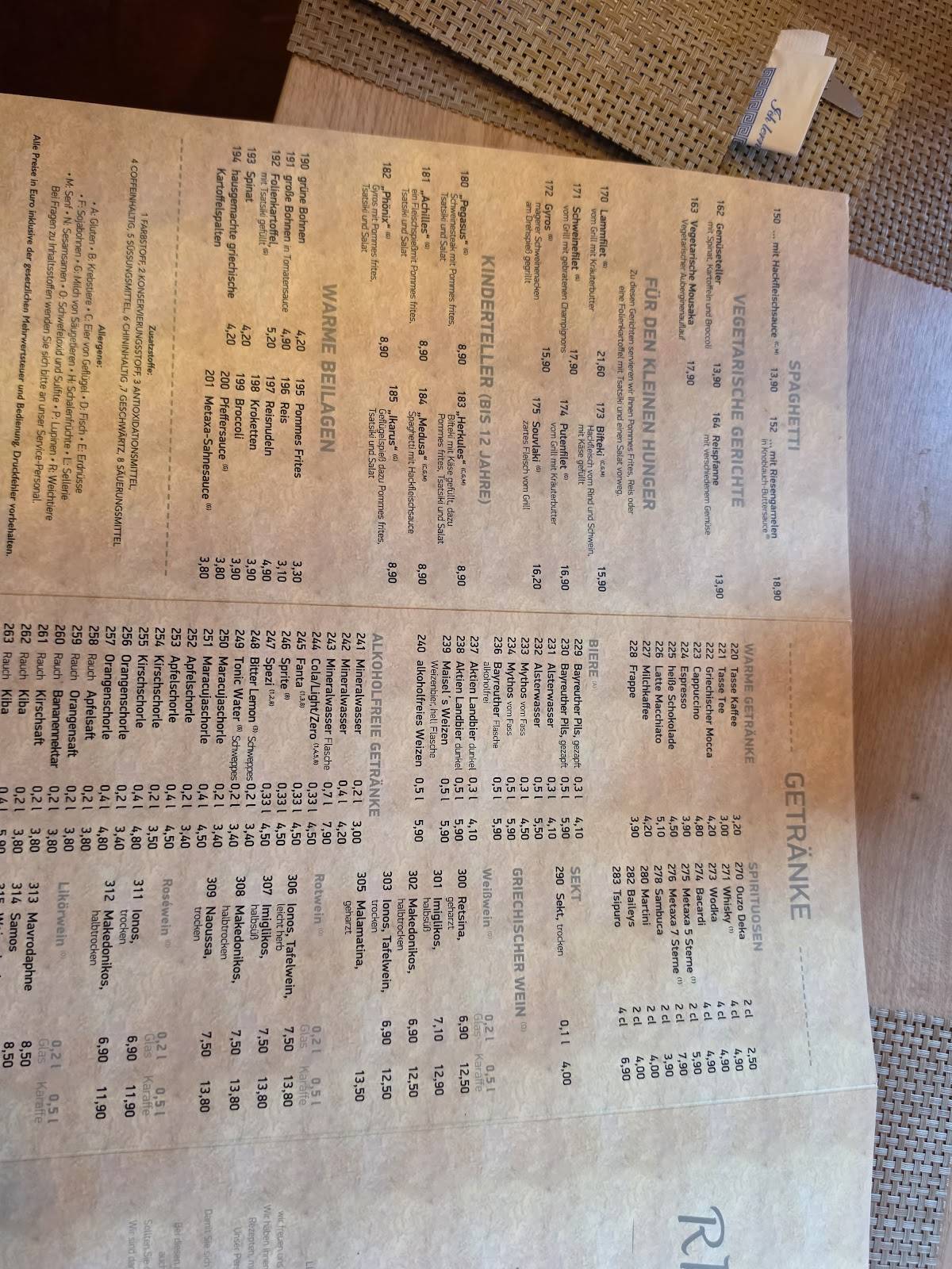 Restaurant Rhodos - Restaurant меню
