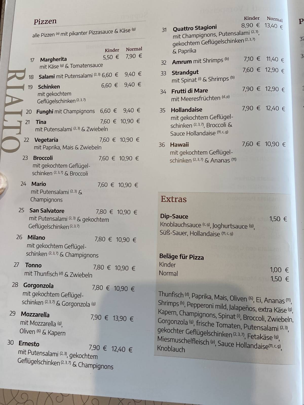 Restaurant Rialto Wittdün - Giovanni L. Gelato de luxe меню