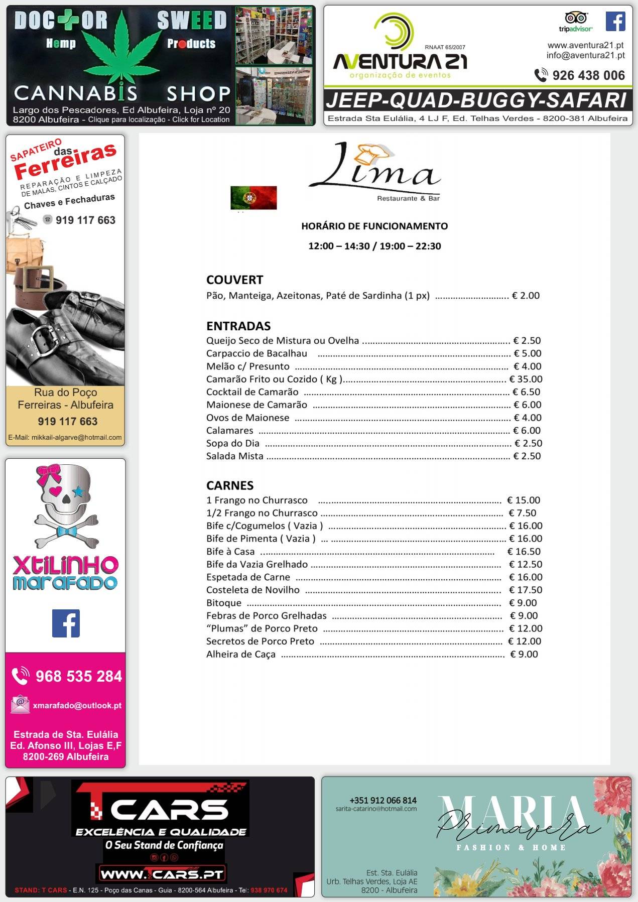 Restaurante Lima меню