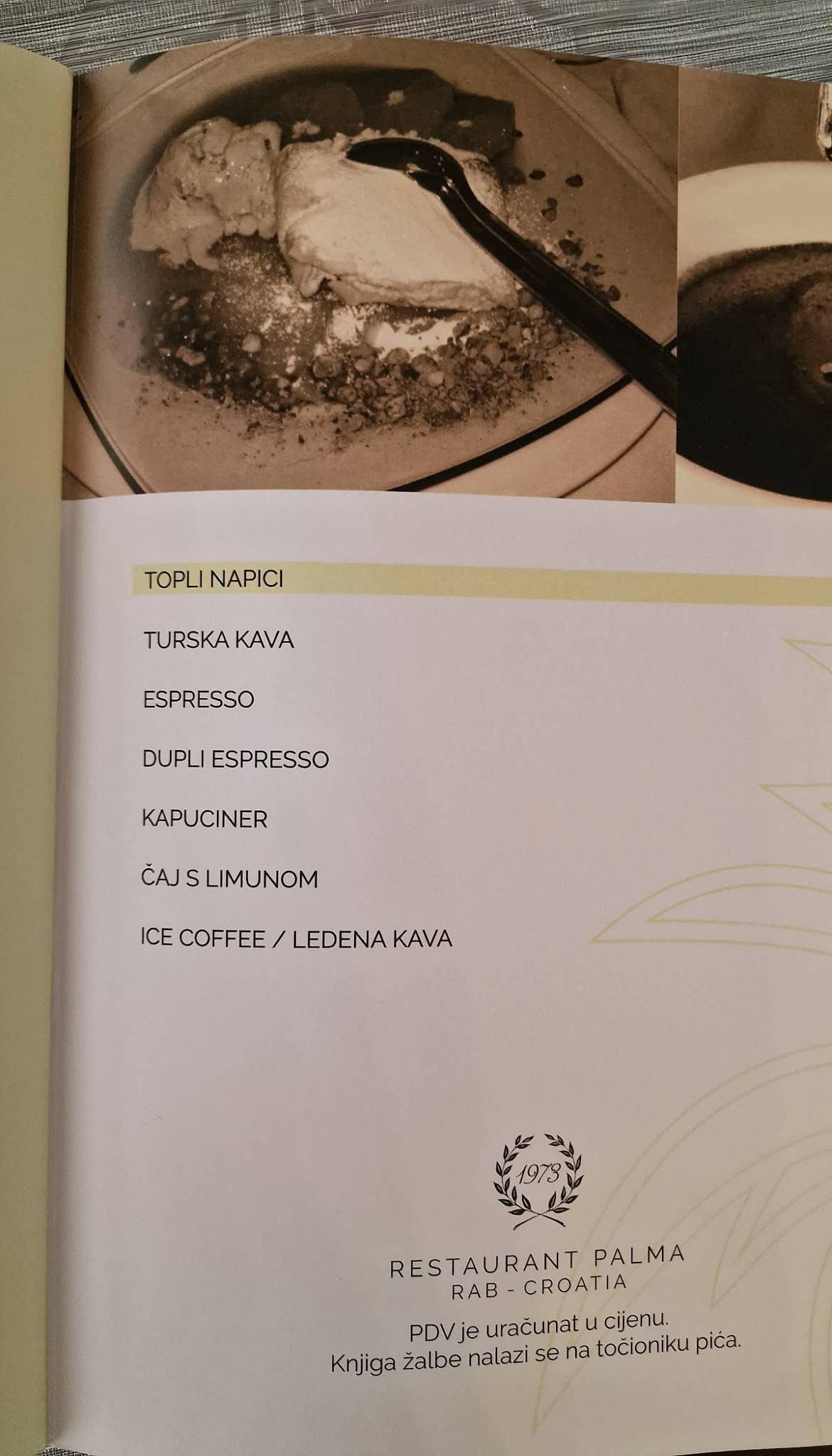 Restoran Palma меню