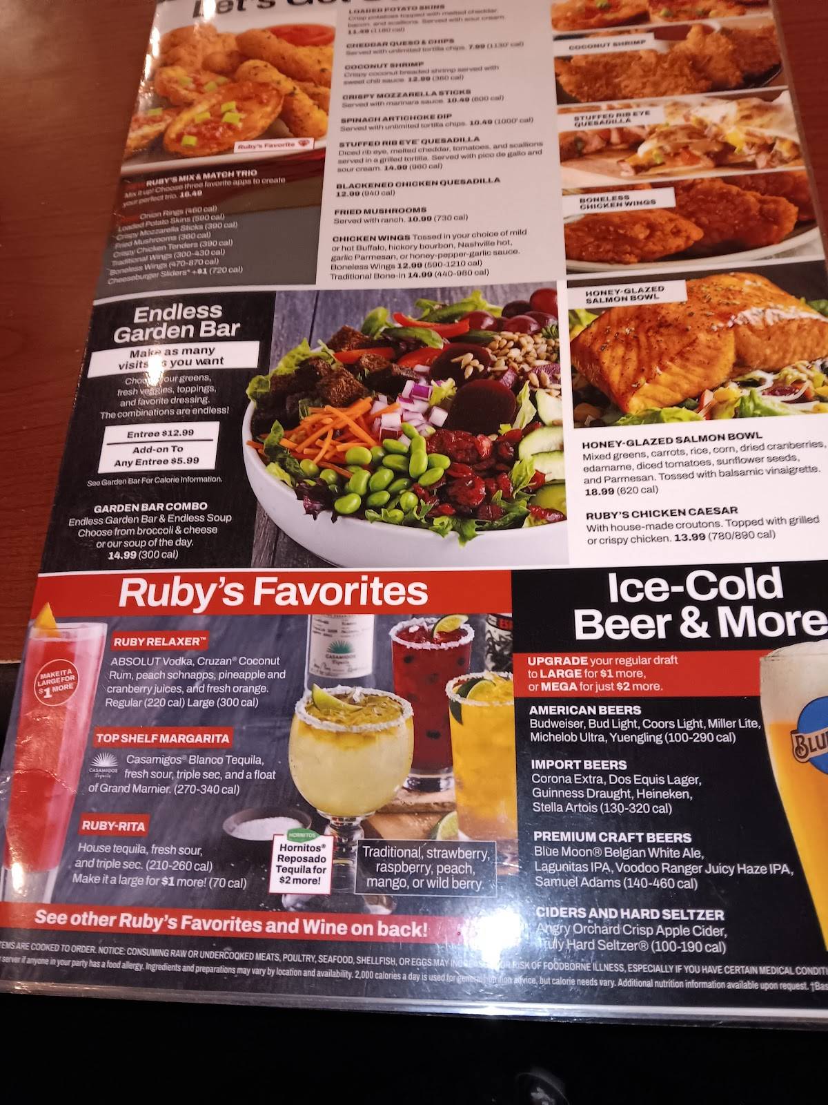 Ruby Tuesday меню