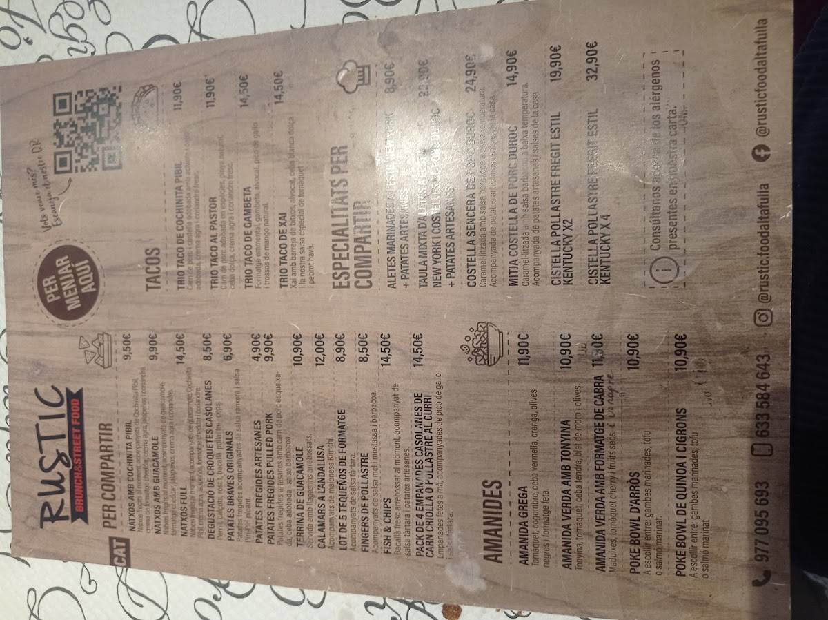 Rustic Food Altafulla меню