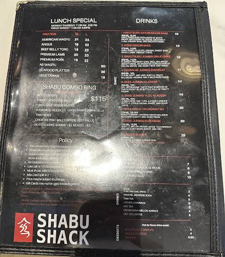Shabu Shack Davis меню