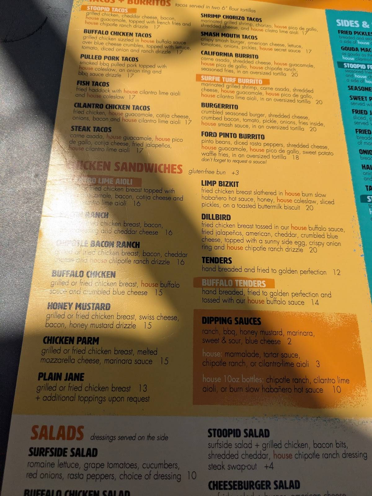 Surfside Burger Bar меню