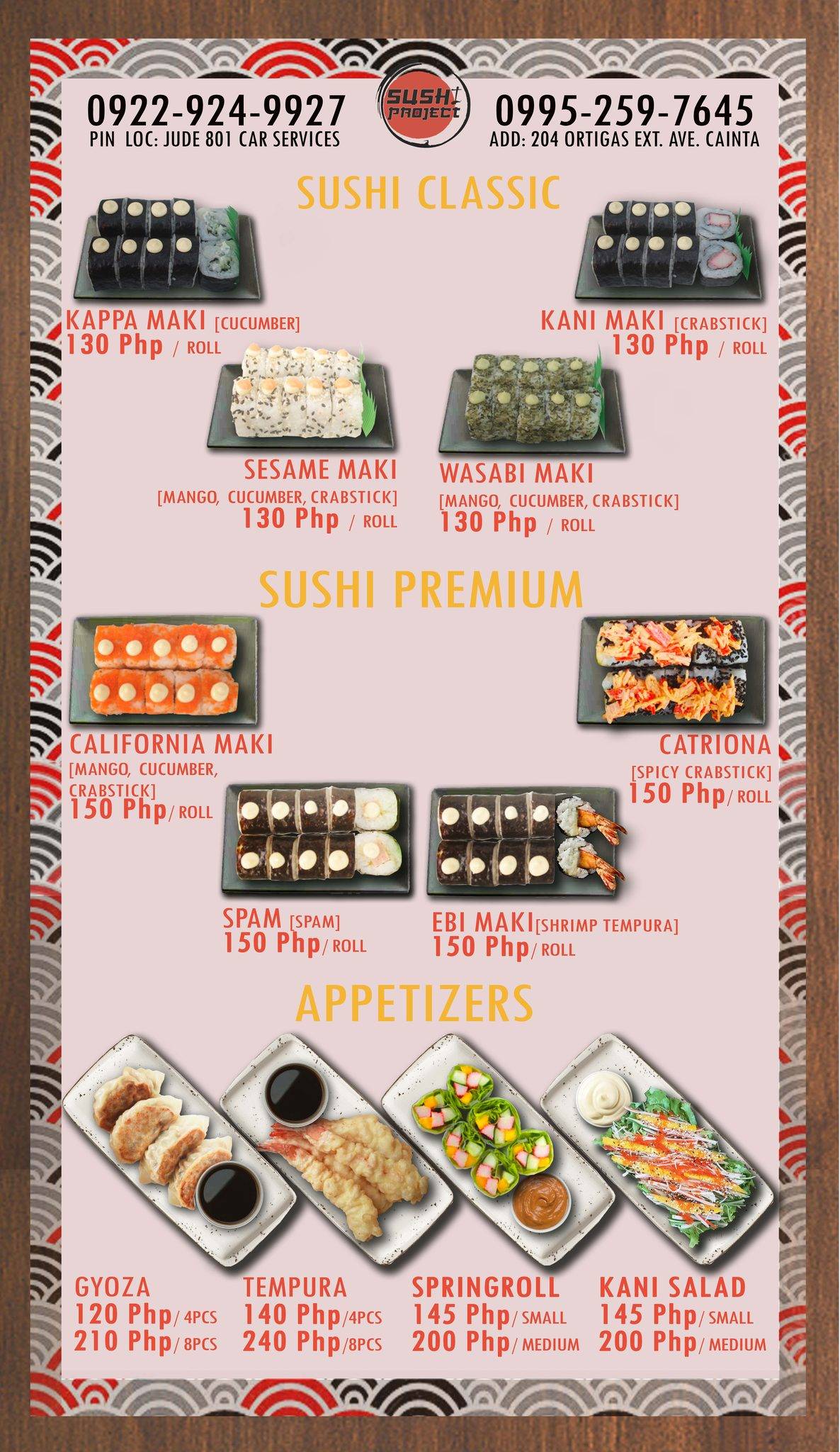 Sushi Project меню