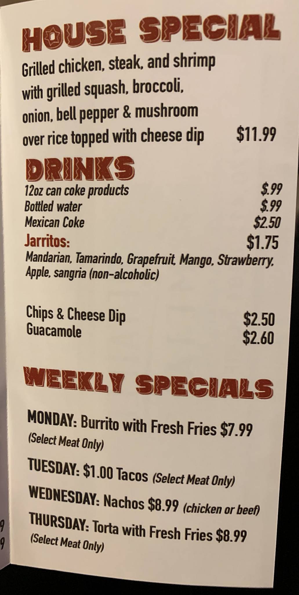 TACO RICO меню