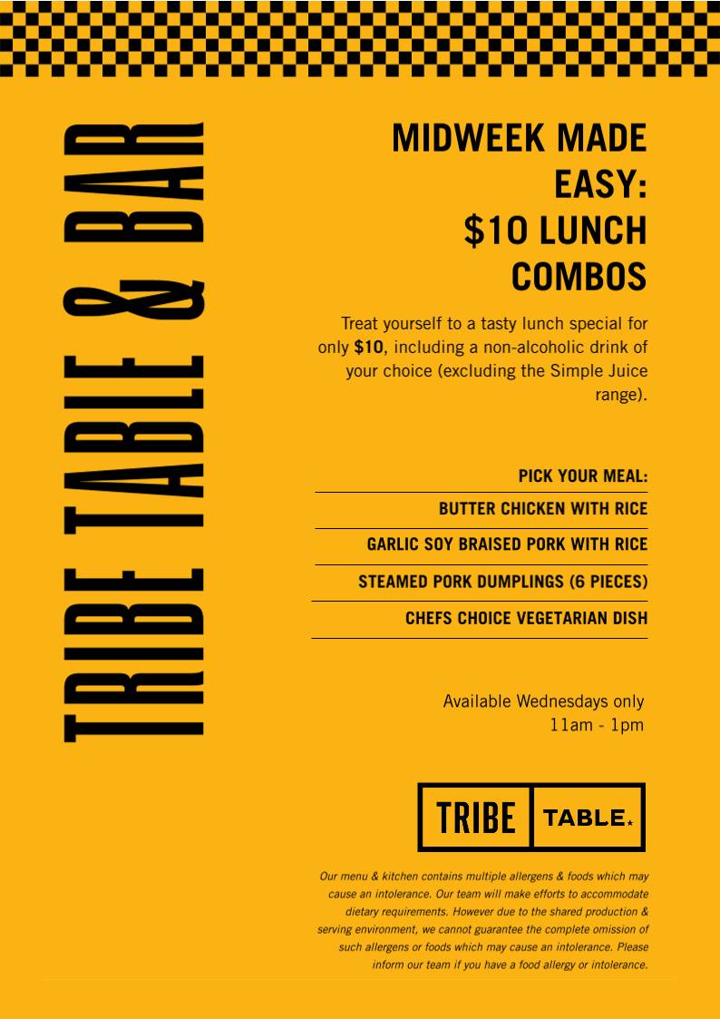 TRIBE TABLE меню