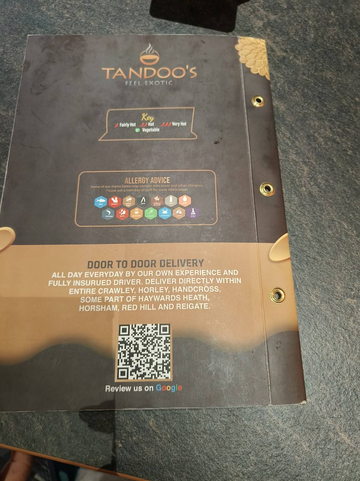Tandoo’s Crawley меню