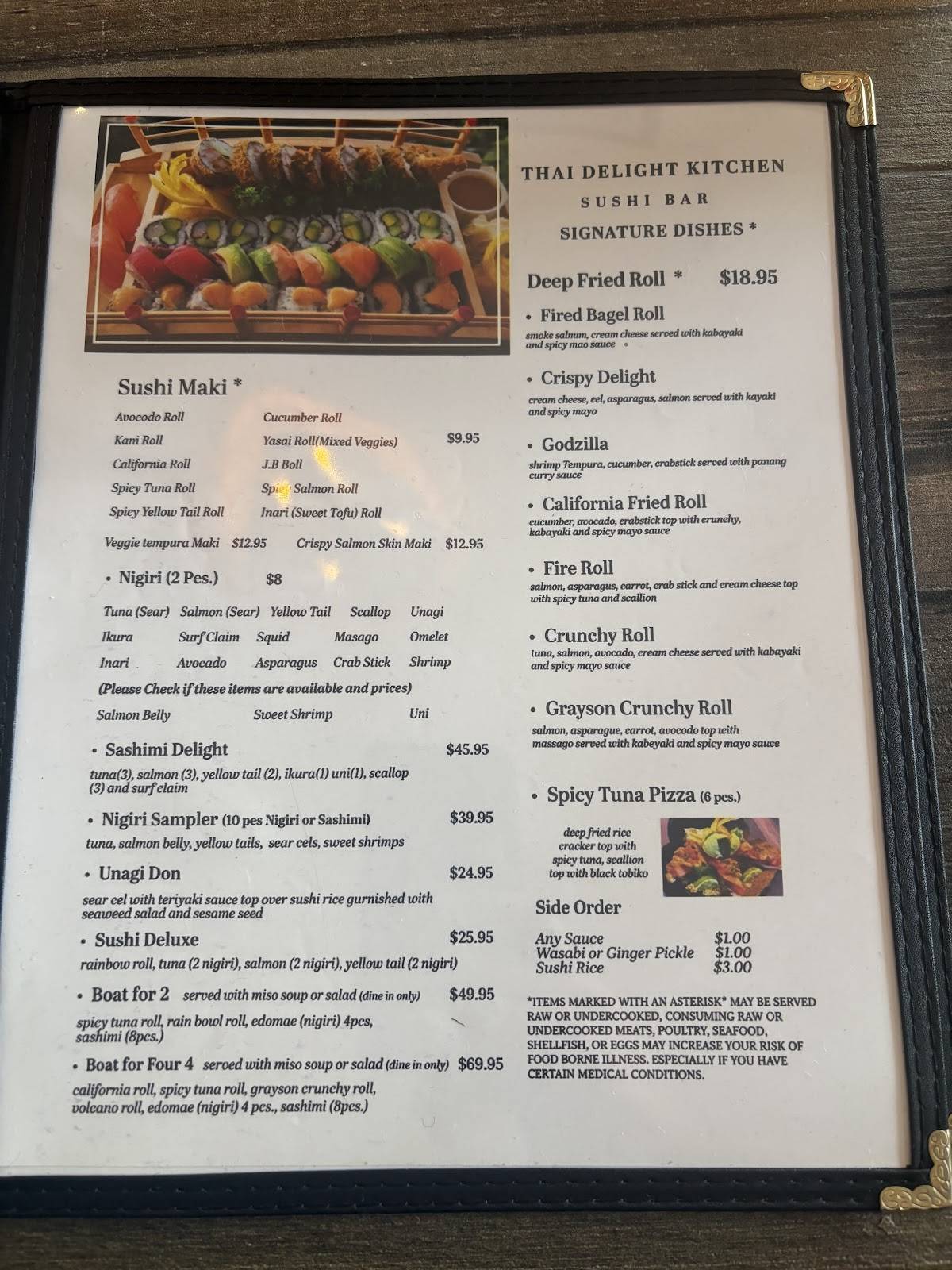 Thai Delight Kitchen Sushi & Bar меню