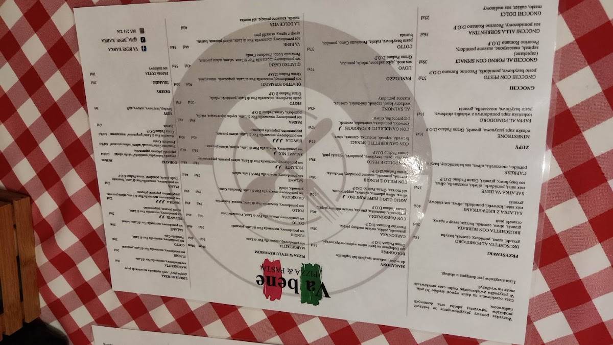 Va Bene Rabka меню