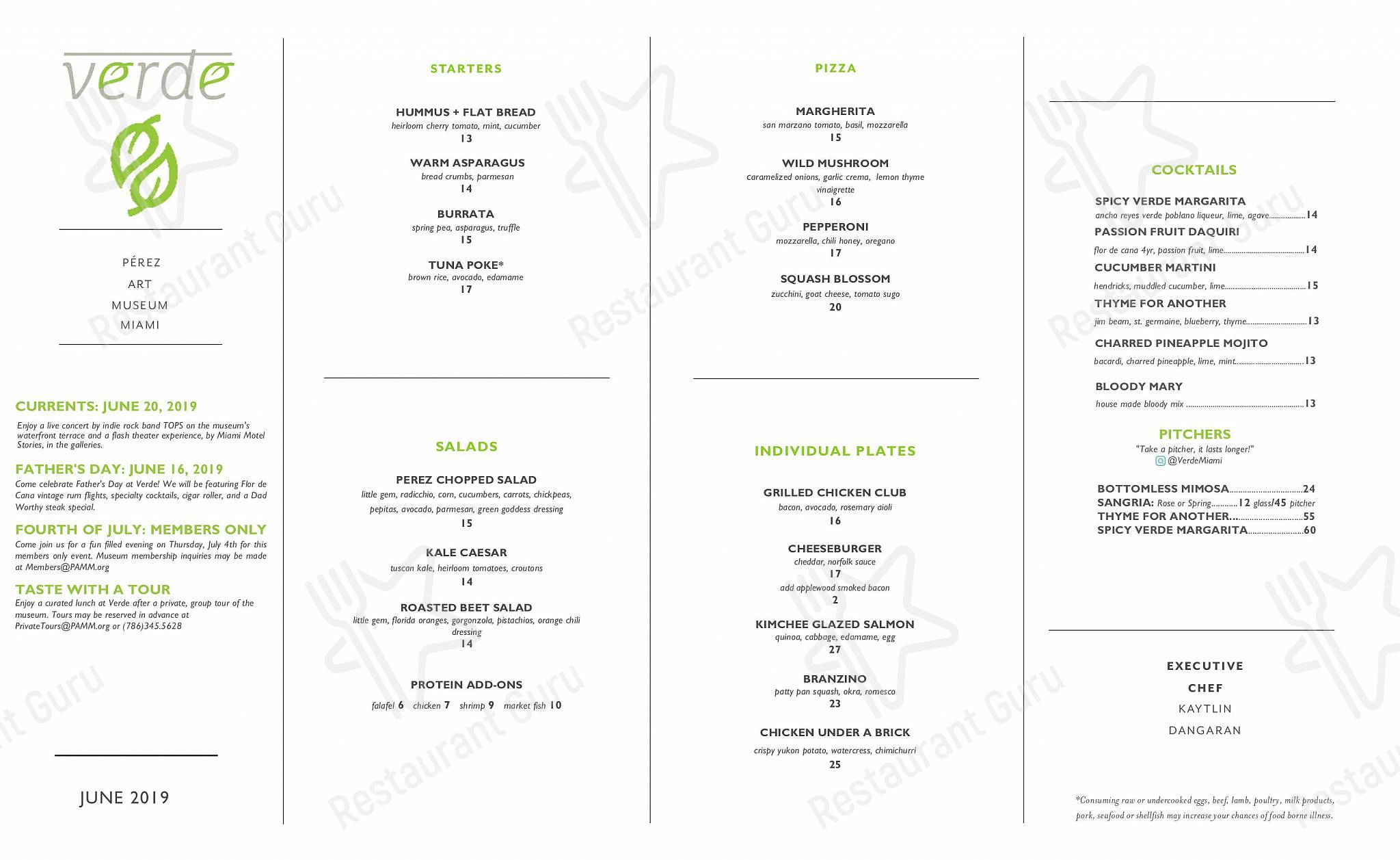 Меню кафе Verde - Group Booking Menu