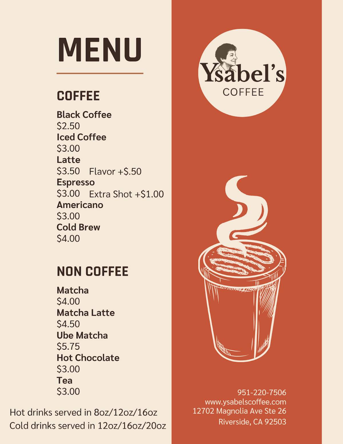 Ysabel's Coffee меню