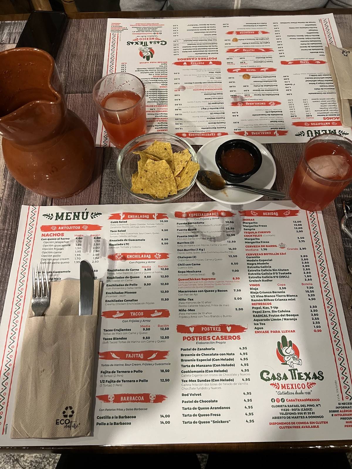 Restaurante Casa Texas México меню
