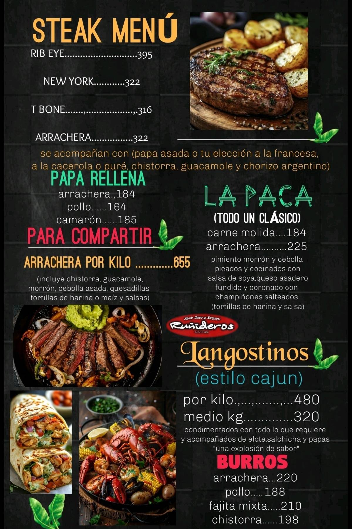 Ruñideros меню