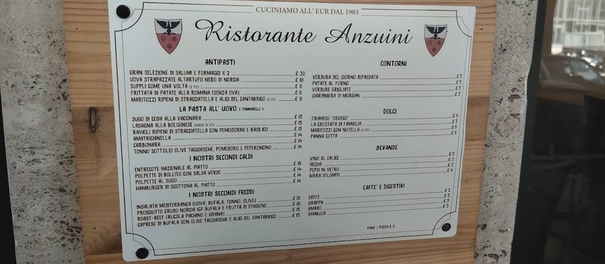 Ristorante Anzuini меню
