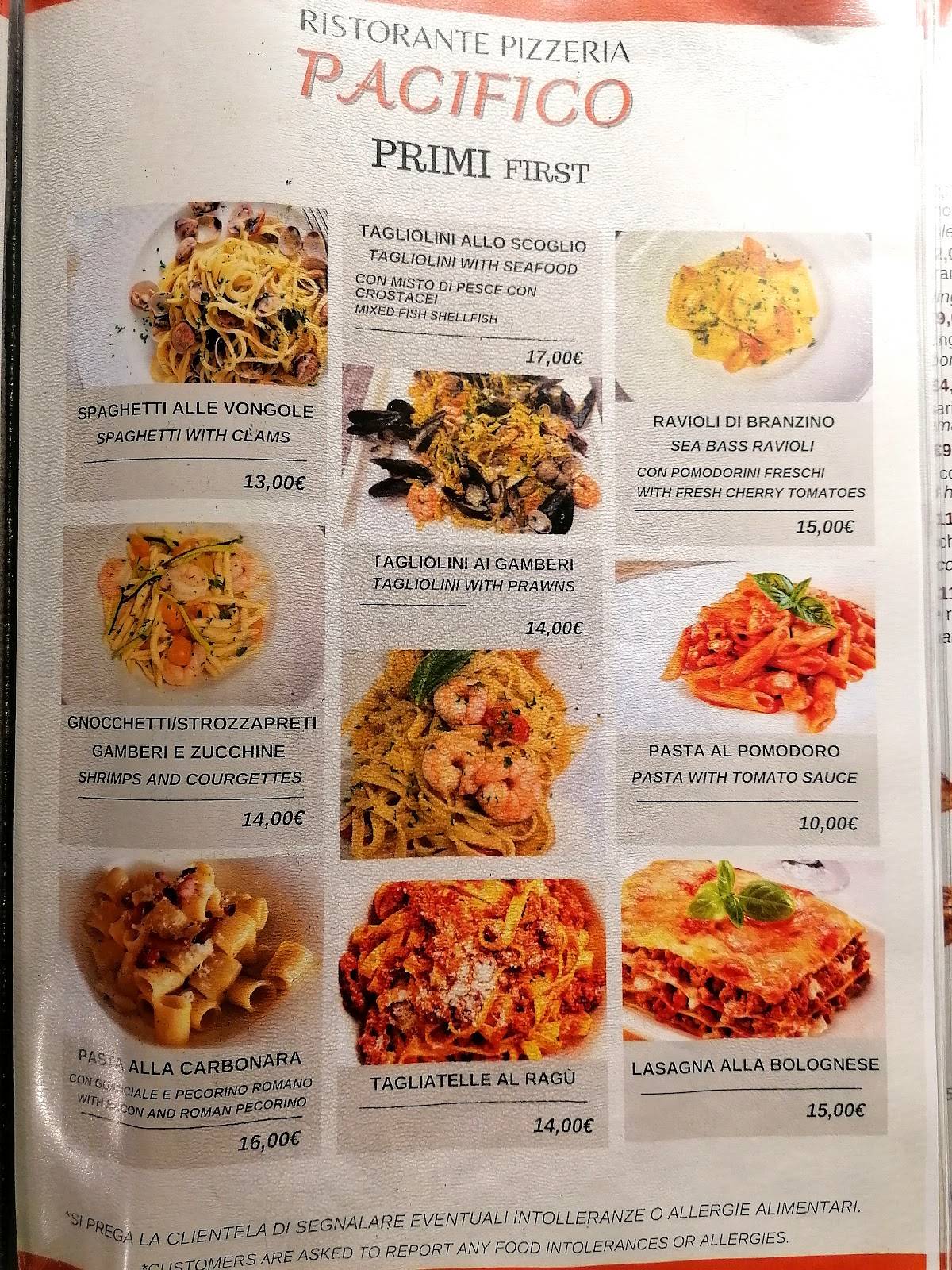 Ristorante Pacifico меню