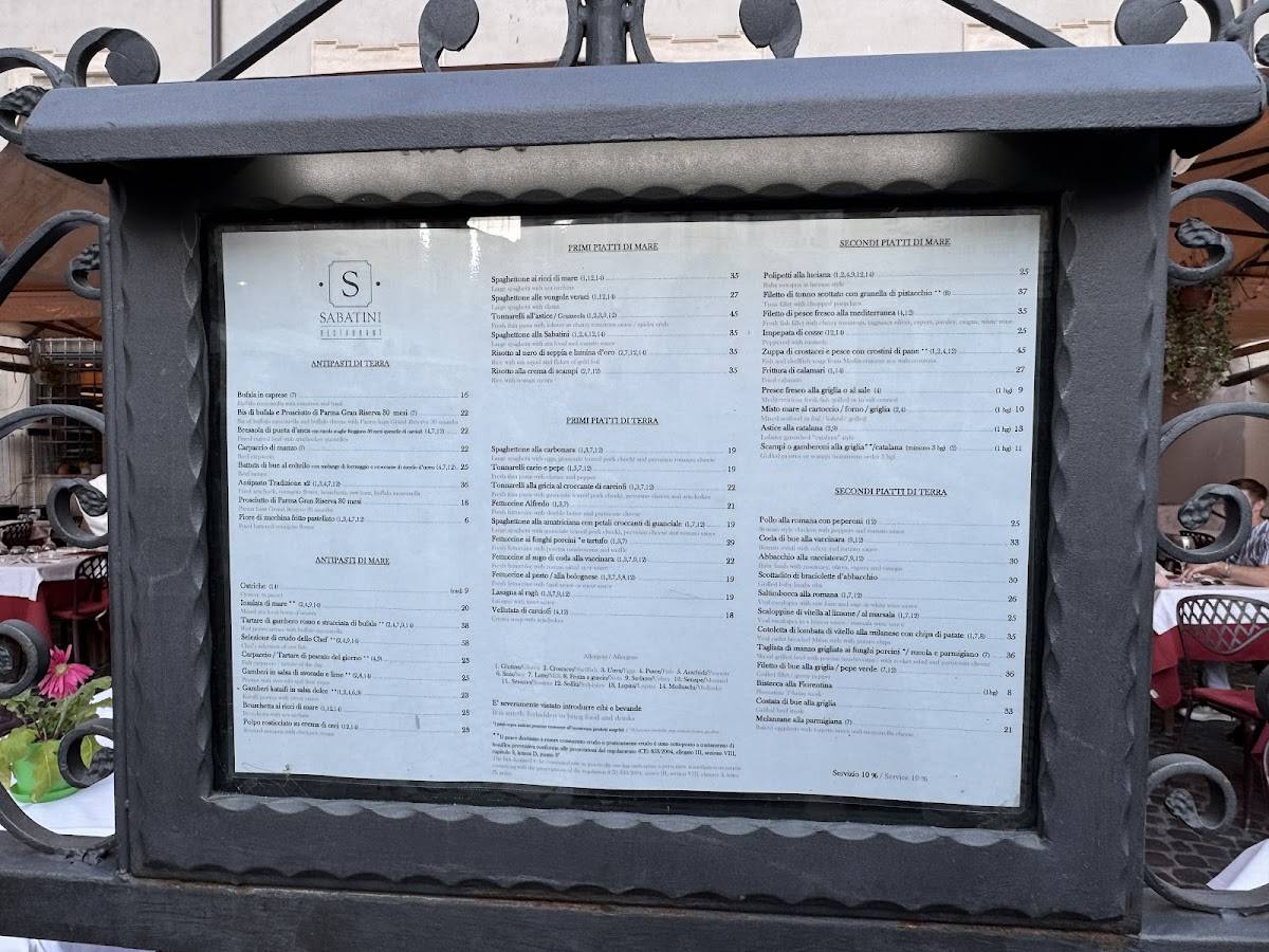 Ristorante Sabatini меню
