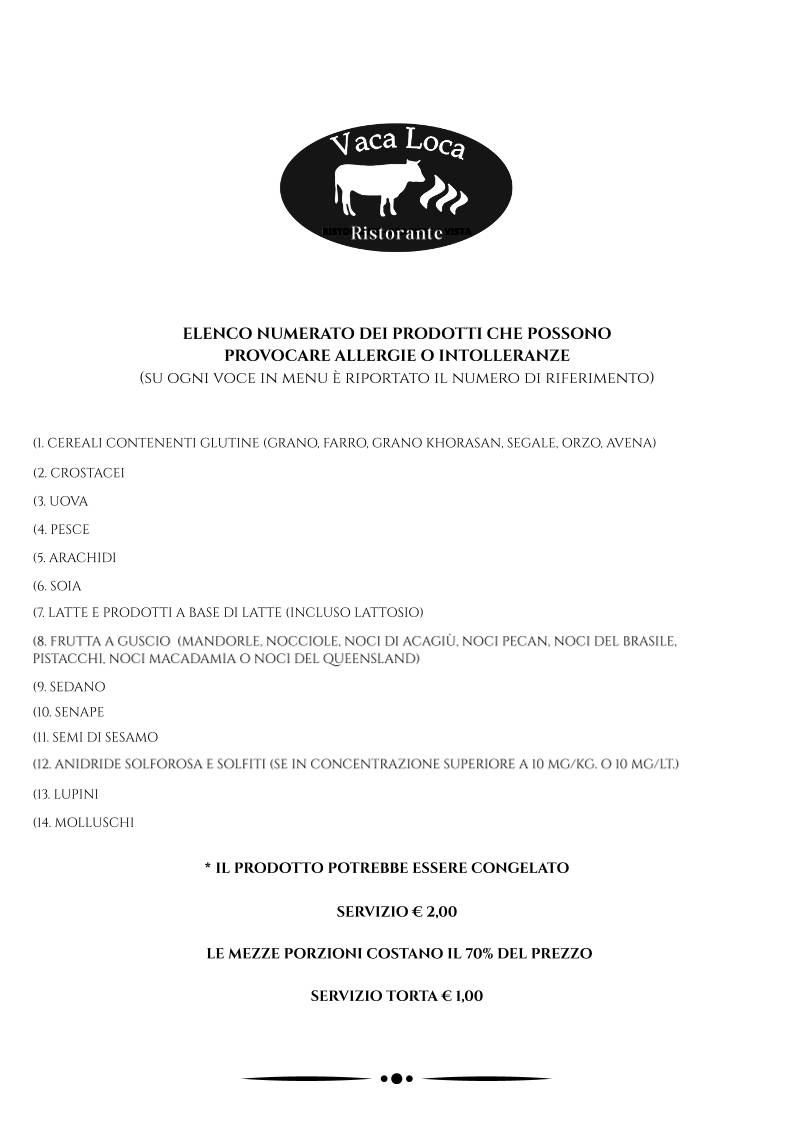 Ristorante Vaca Loca меню