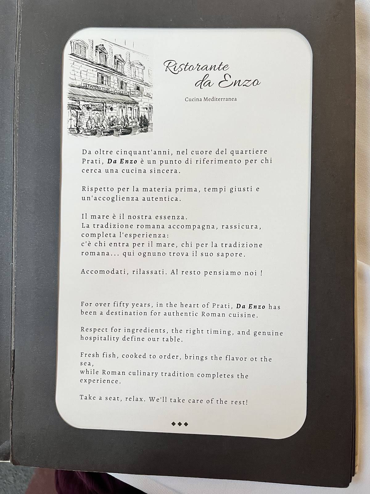 Ristorante da Enzo Ristorante Italiano меню