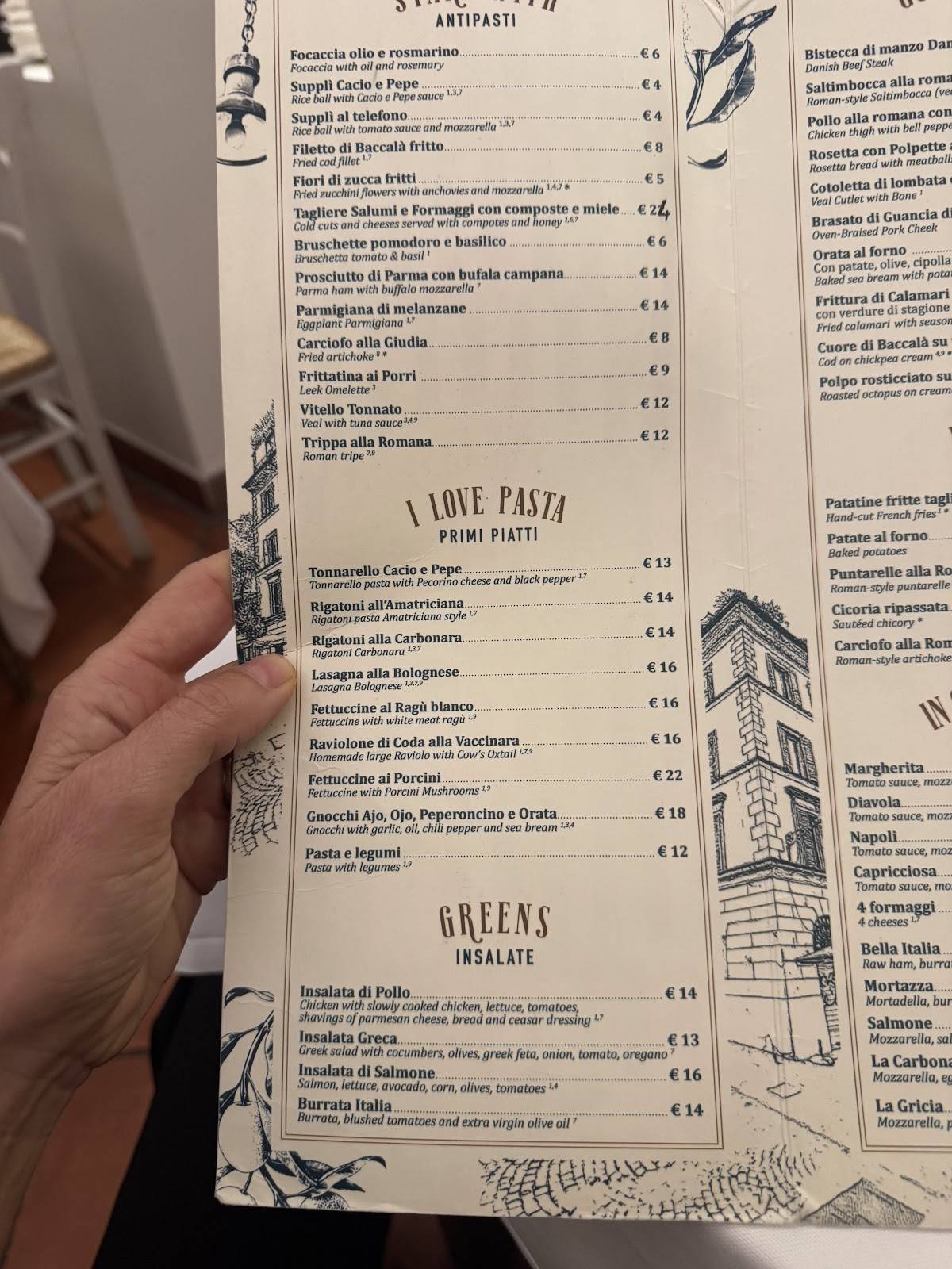 Osteria Galeassi 1907 Trastevere меню