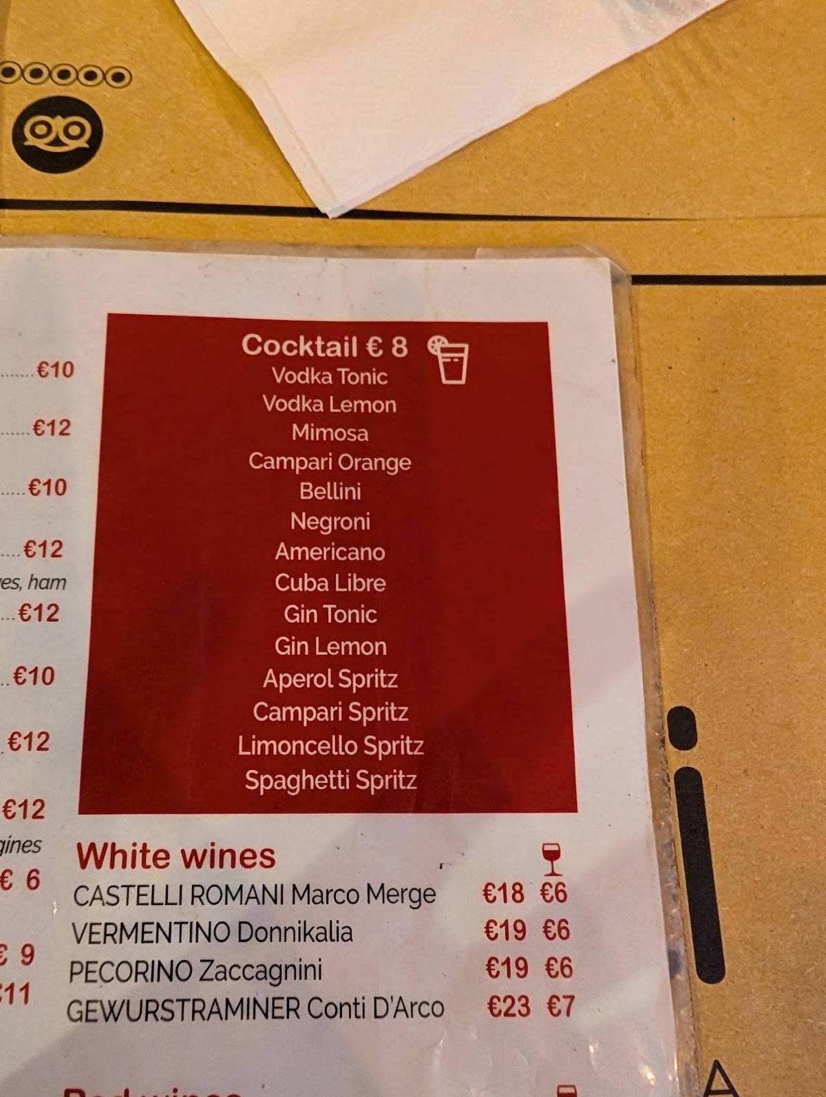 Spaghetti меню