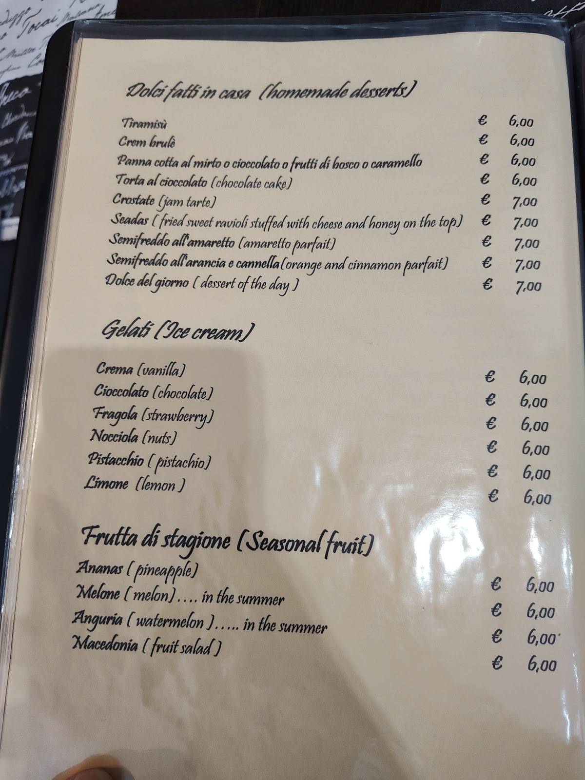 Volare меню